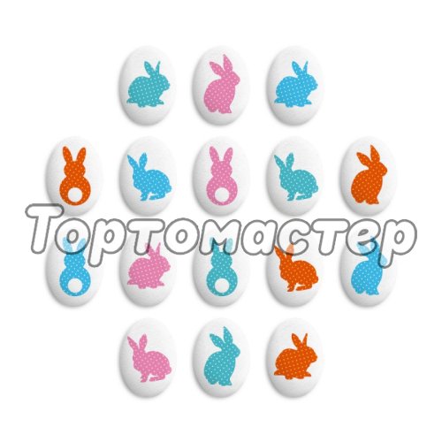 Сахарные фигурки медальоны "Пасхальный кролик" 10 шт tp77954
