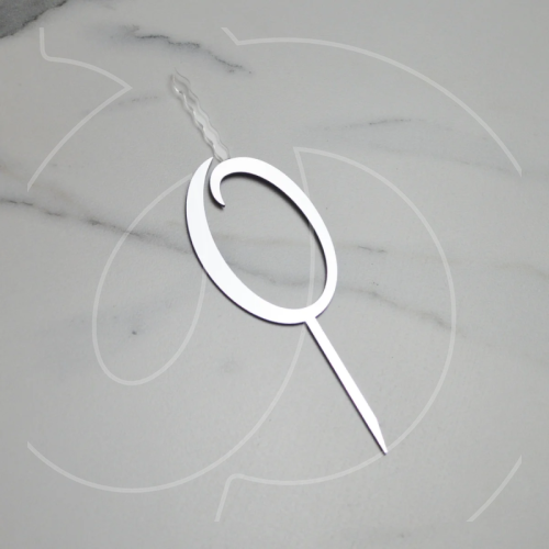 Свеча-топпер декоративная акриловая Цифра "0" Серебро 