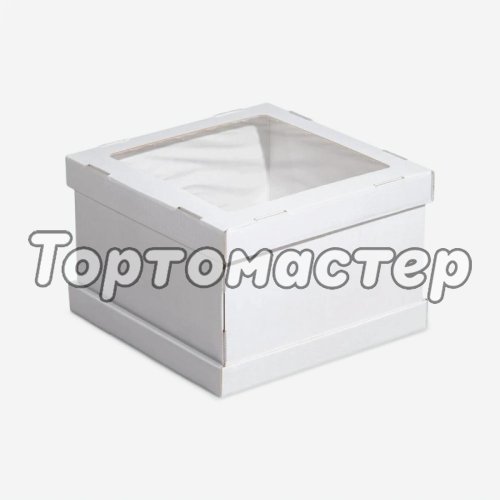 Коробка для торта с окном белая 28х28х20 см ForG STRONG I W W 280*280*200 S