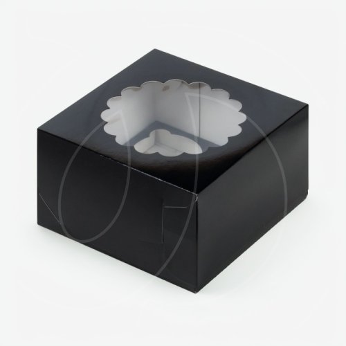 Коробка для сладостей с окном Чёрная 16х16х11 см 