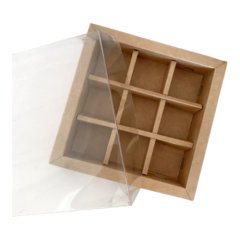 Коробка на 9 конфет с окном "Крафт" 14,7х14,7х3,4 см КУ-684	