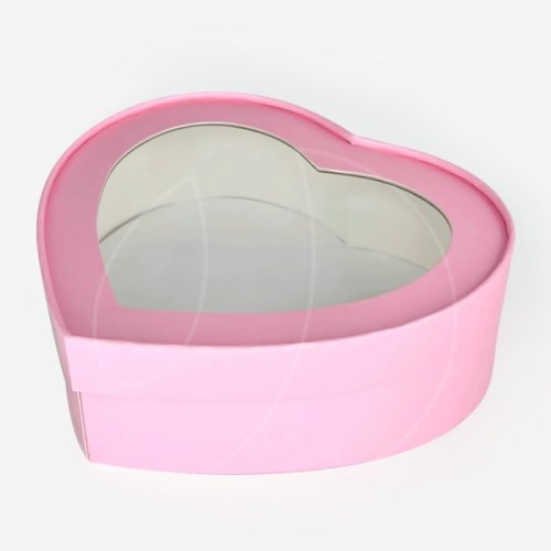 Коробка для сладостей с окном "Сердце" Розовая 21,5х18х3,5 см 071213