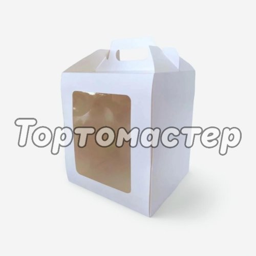 Коробка для торта/кулича с фронтальной загрузкой белая 15х15х18 см 5 шт КУ-00678, КУ-678
