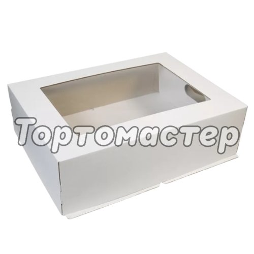 Коробка для торта с окном белая 30х40х17 см 