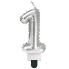Свеча декоративная Цифра "1" Шар Серебро 622096-1	