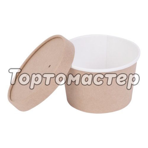 Контейнер Крафт с картонной крышкой 300 мл OSQ Round Bowl 300