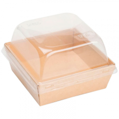 Коробка для бенто-торта и моти крафт 15х15х9,5 см дно 11х11 см OSQ SmartPack 800 box + Lid SmartPack 800 domе