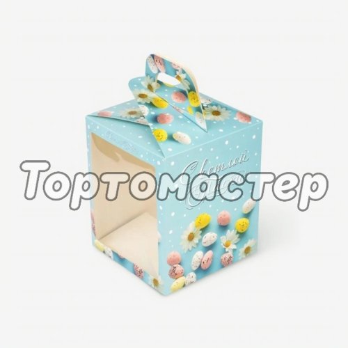 Коробка для кулича небесно-голубая 15х15х18 см КУ-768