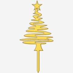 Топпер декоративный акриловый "Ёлка" Золото 9х20 см ТСК398