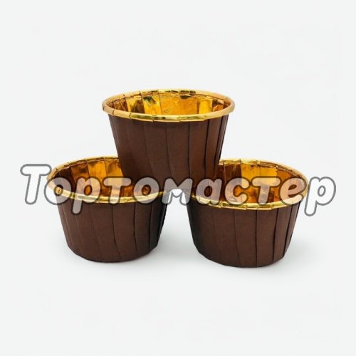 Капсула бумажная с подворотом Золото/Коричневый D50 H40 10 шт Past FB 50*40 (Brown/Gold)