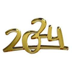 Топпер декоративный акриловый "2024" Золото 6,5х4,5 см ТСК172