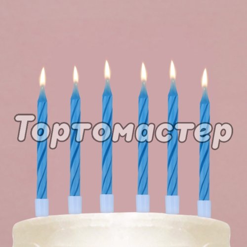 Свечи декоративные незадуваемые Голубые 6 см 10 шт 10107876  