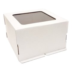Коробка для торта с окном двусоставная белая 26х26х30 см 