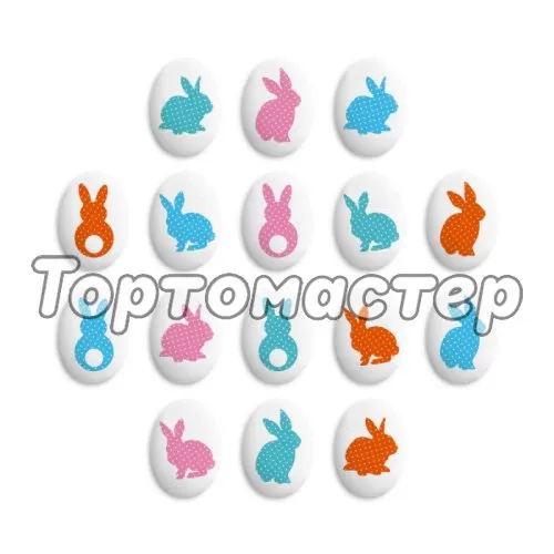Сахарные фигурки медальоны "Пасхальный кролик" 10 шт tp77954