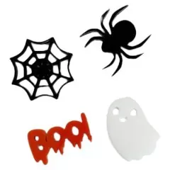 Набор топперов декоративных акриловых "Boo!" Чёрный, оранжевый, белый 4 шт Тск198