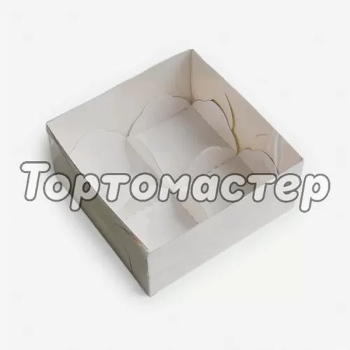 Коробка для 4 моти с прозрачной крышкой белая 12х12х5,5 см 070901