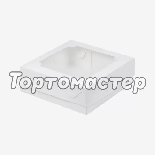 Коробка для зефира с окном белая 20х20х7см 070210 ф