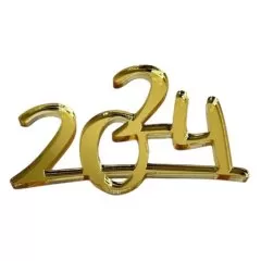Топпер декоративный акриловый "2024" Золото 6,5х4,5 см ТСК172