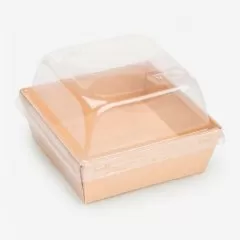 Коробка для бенто-торта и моти крафт 15х15х9,5 см дно 13,5х13,5 см OSQ SmartPack 800 box + Lid SmartPack 800 domе