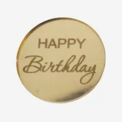 Набор топперов декоративных акриловых "Happy Birthday. Бирка" Золото 3 шт 